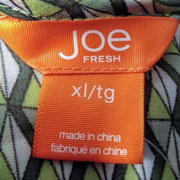 Joe Fresh Sheer Chevron Green Print Top - Picture 4 of 7